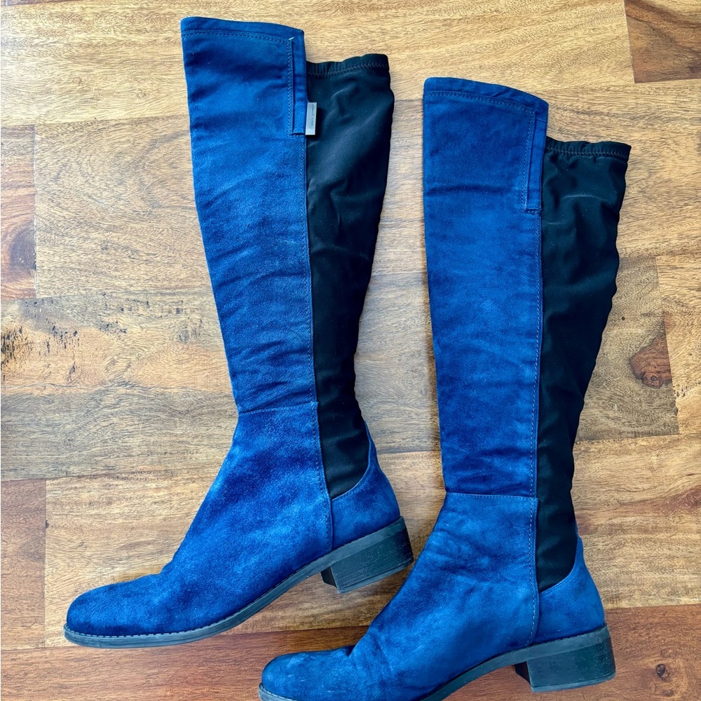 Vince Camuto Blue and Black Over the Knee Boots